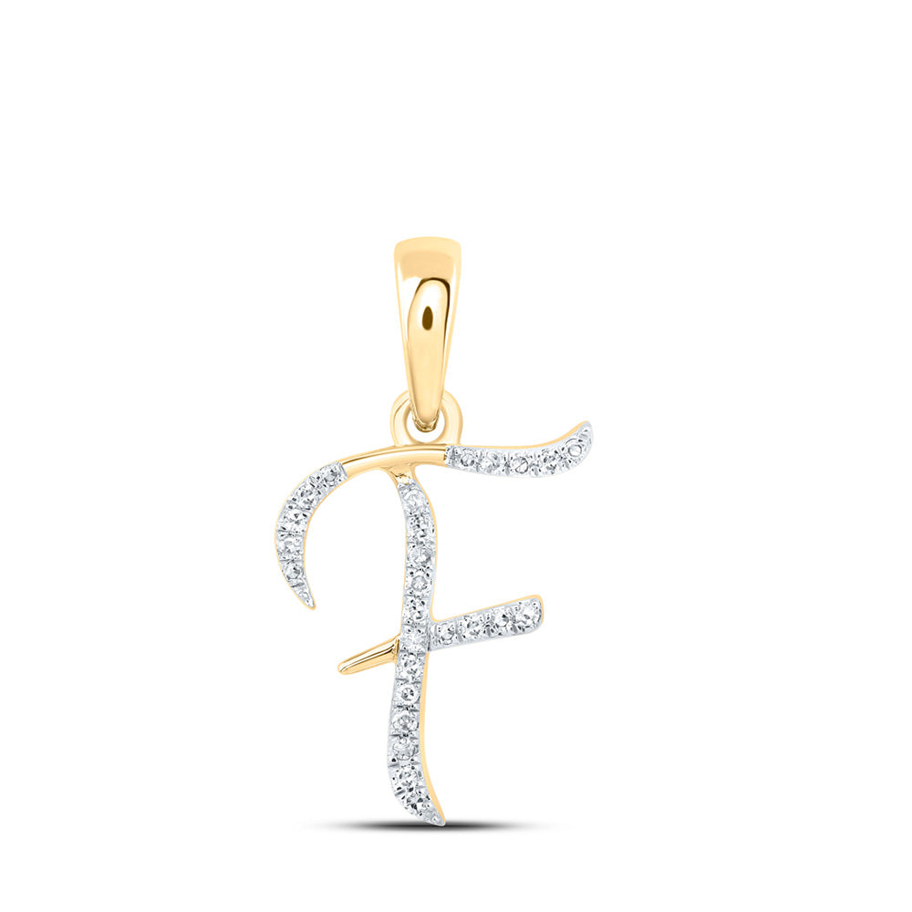 10K Rose Or Yellow Or White Gold Womens Round Diamond Initial Letter Pendant