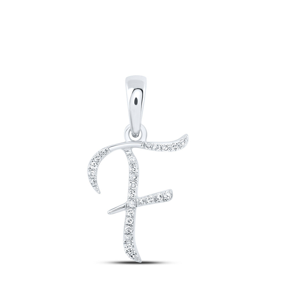 10K Rose Or Yellow Or White Gold Womens Round Diamond Initial Letter Pendant