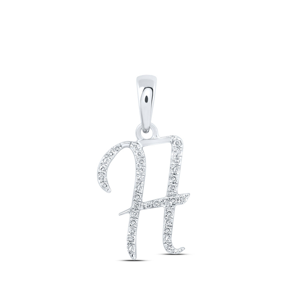 10K Rose Or Yellow Or White Gold Womens Round Diamond Initial Letter Pendant
