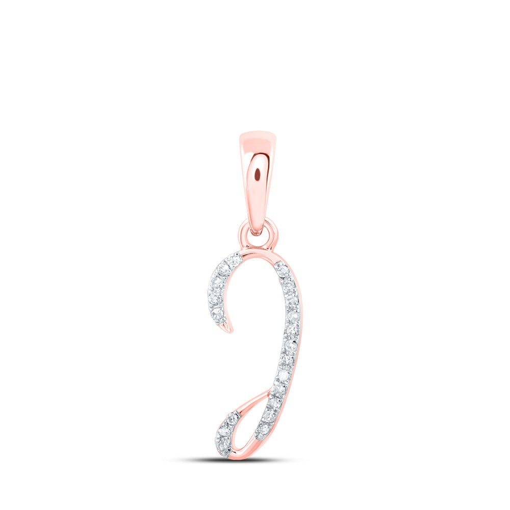 10K Rose Or Yellow Or White Gold Womens Round Diamond Initial Letter Pendant