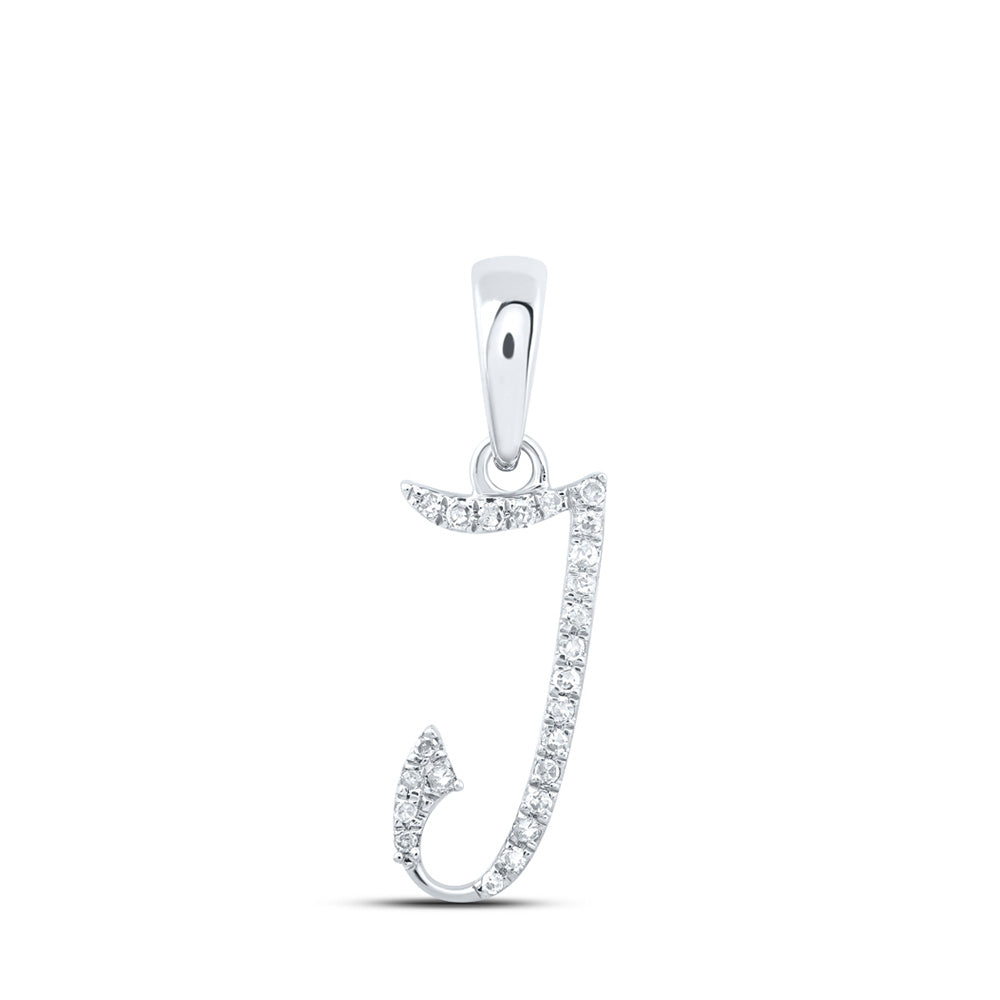 10K Rose Or Yellow Or White Gold Womens Round Diamond Initial Letter Pendant