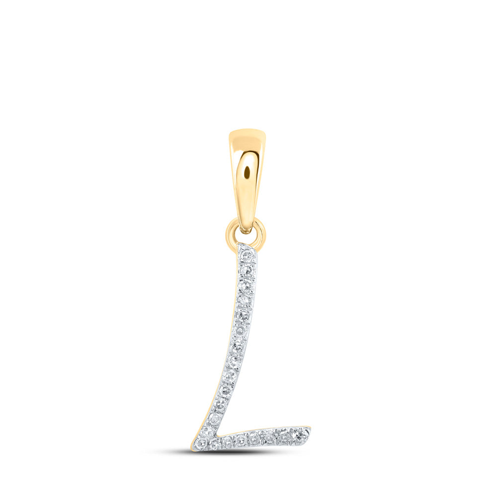 10K Rose Or Yellow Or White Gold Womens Round Diamond Initial Letter Pendant