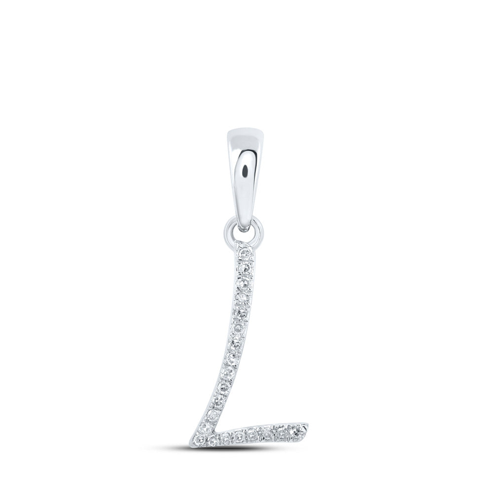 10K Rose Or Yellow Or White Gold Womens Round Diamond Initial Letter Pendant