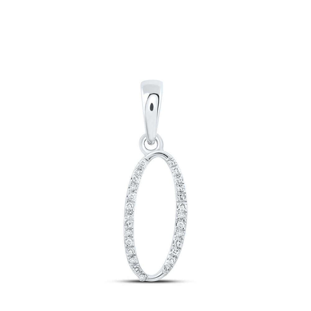 10K Rose Or Yellow Or White Gold Womens Round Diamond Initial Letter Pendant