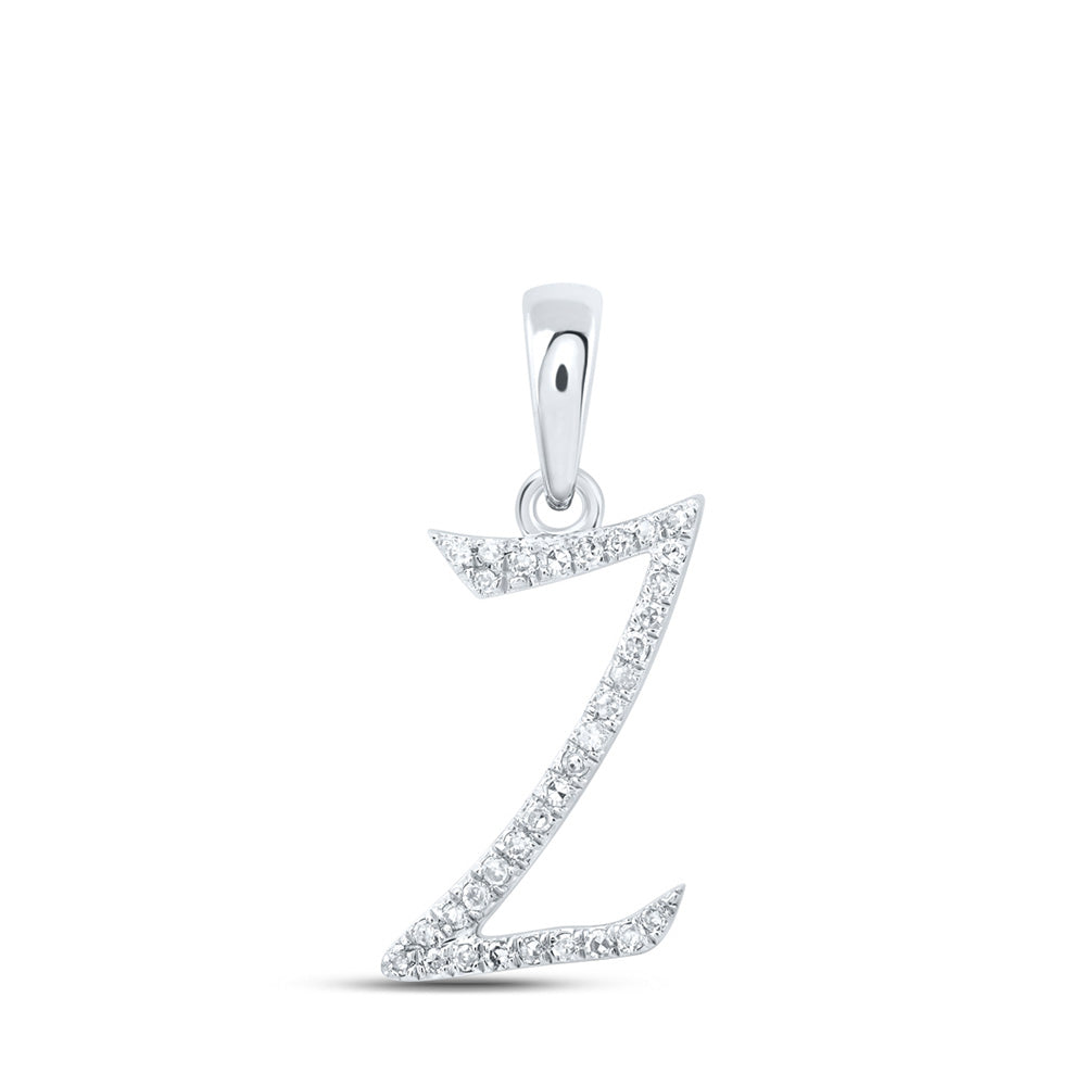 10K Rose Or Yellow Or White Gold Womens Round Diamond Initial Letter Pendant