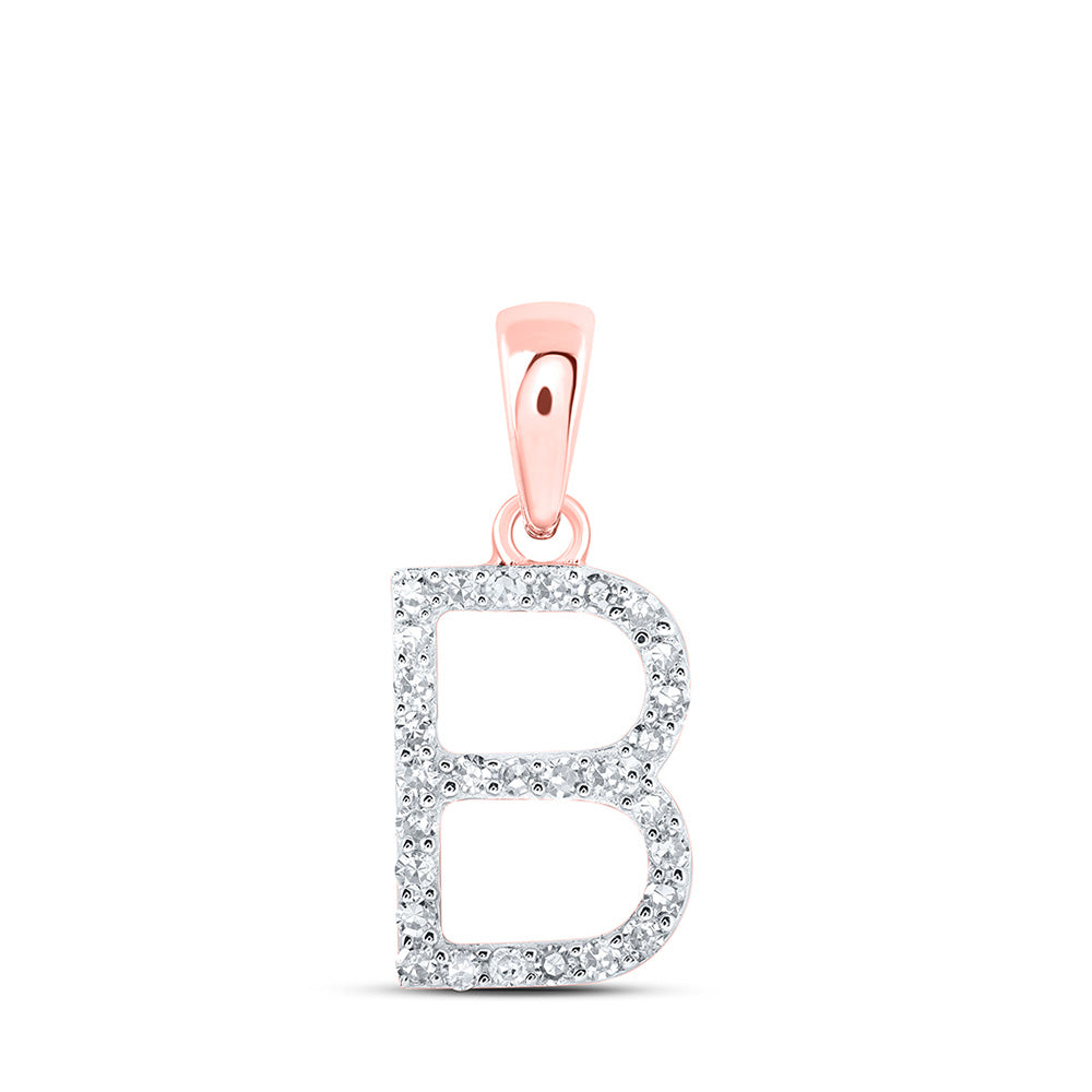 10K Yellow Or White Or Rose Gold Womens Round Diamond A Initial Letter Pendant