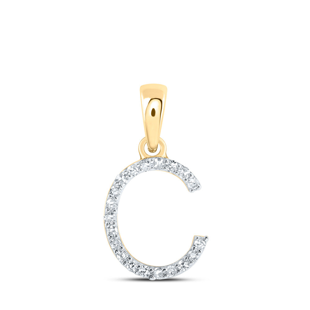 10K Yellow Or White Or Rose Gold Womens Round Diamond A Initial Letter Pendant