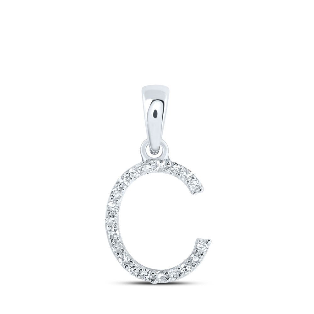 10K Yellow Or White Or Rose Gold Womens Round Diamond A Initial Letter Pendant