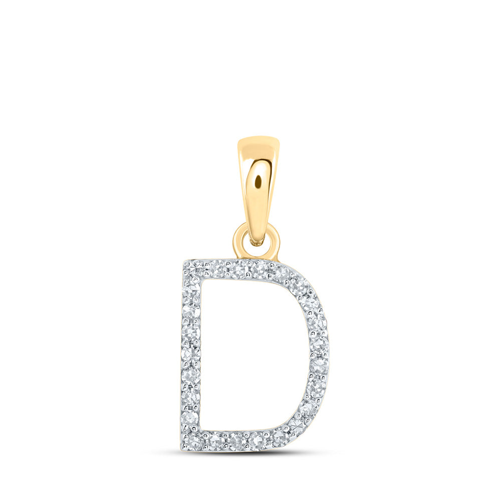 10K Yellow Or White Or Rose Gold Womens Round Diamond A Initial Letter Pendant