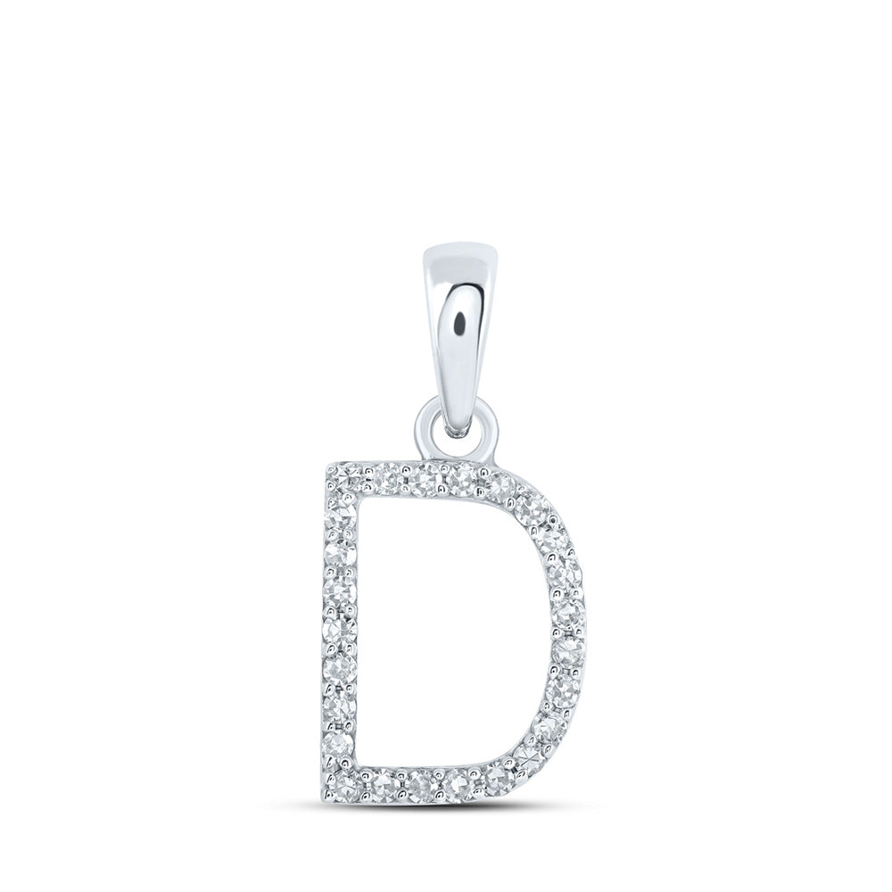 10K Yellow Or White Or Rose Gold Womens Round Diamond A Initial Letter Pendant