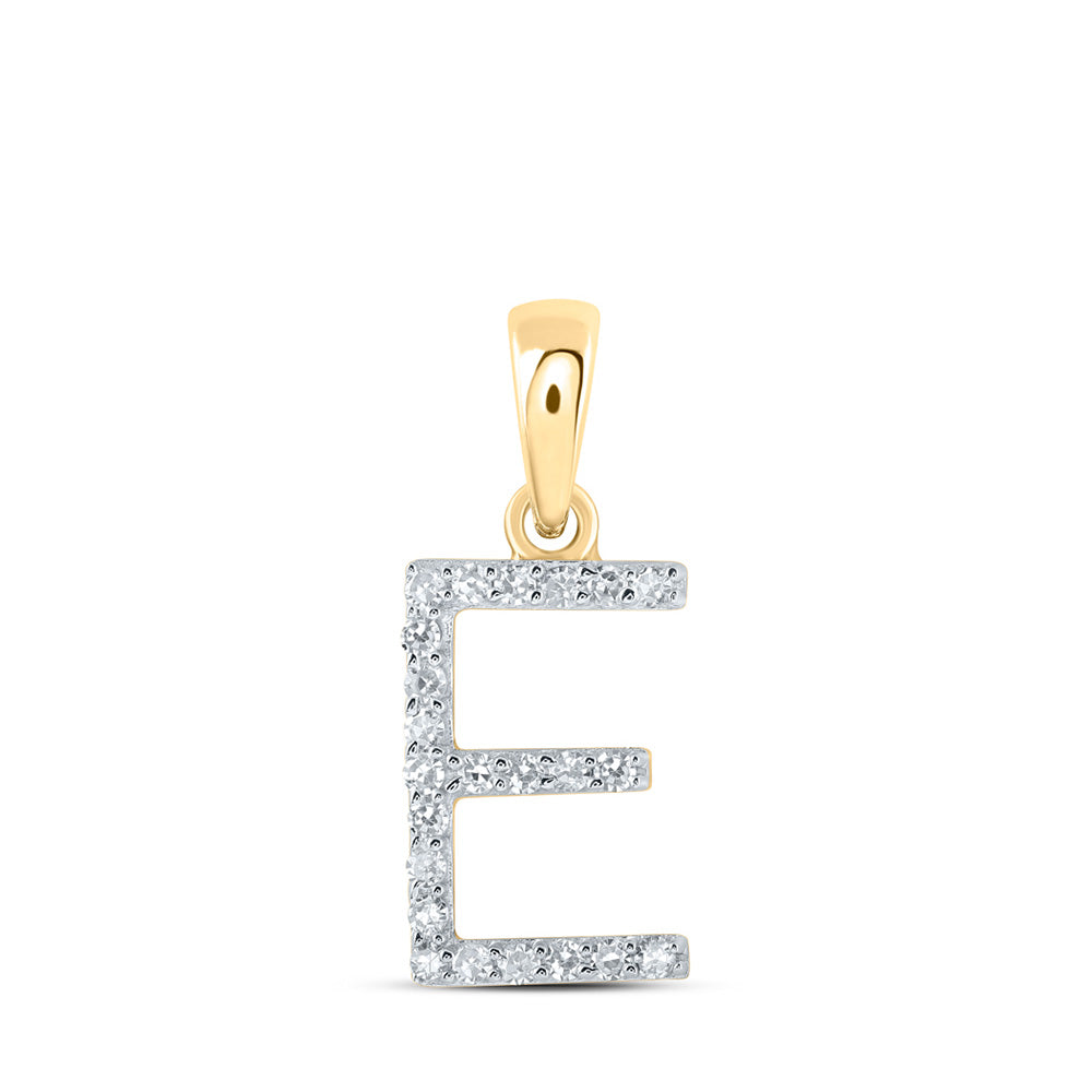10K Yellow Or White Or Rose Gold Womens Round Diamond A Initial Letter Pendant