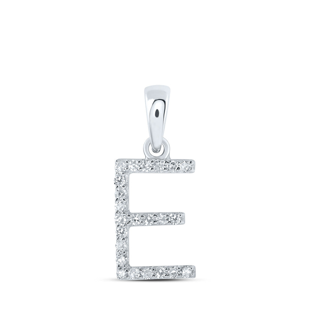 10K Yellow Or White Or Rose Gold Womens Round Diamond A Initial Letter Pendant