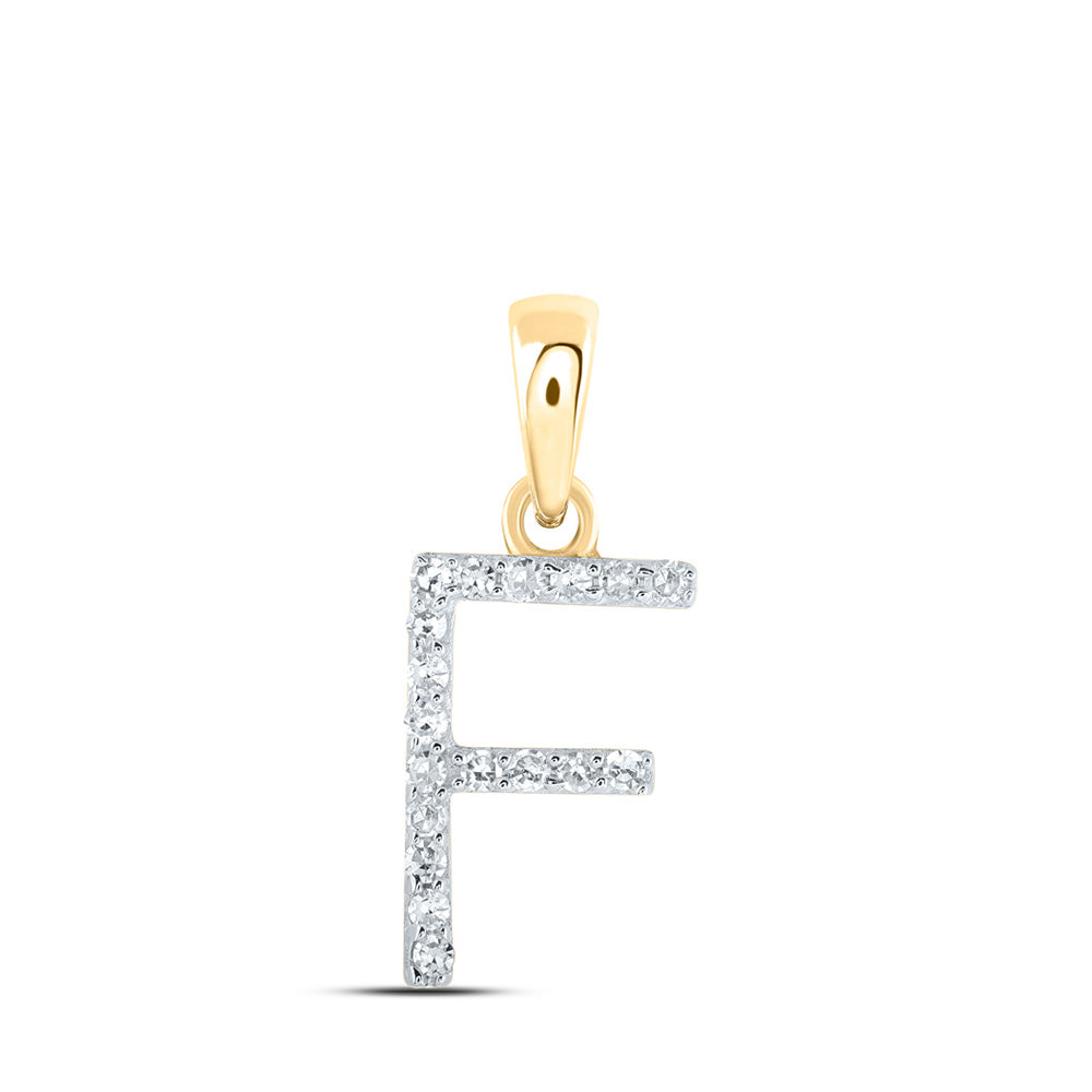 10K Yellow Or White Or Rose Gold Womens Round Diamond A Initial Letter Pendant