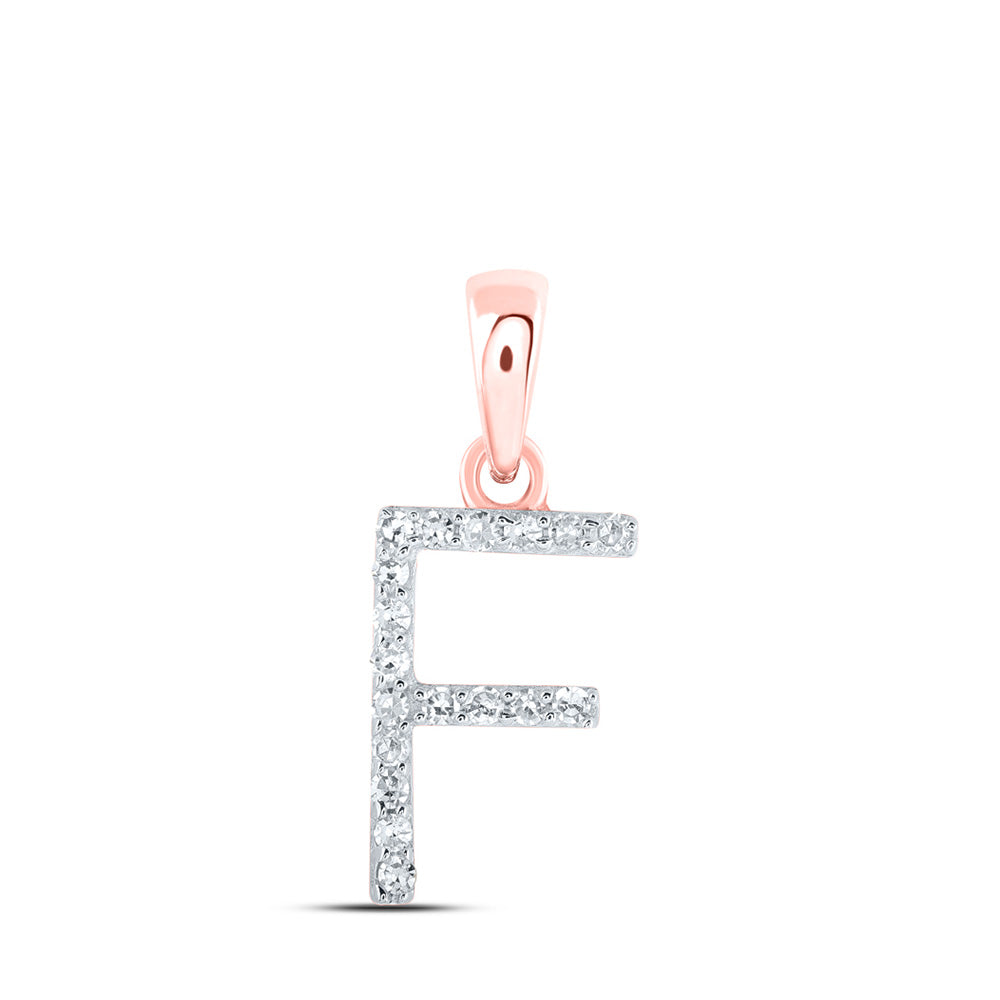 10K Yellow Or White Or Rose Gold Womens Round Diamond A Initial Letter Pendant