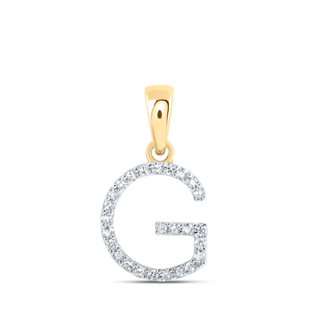 10K Yellow Or White Or Rose Gold Womens Round Diamond A Initial Letter Pendant