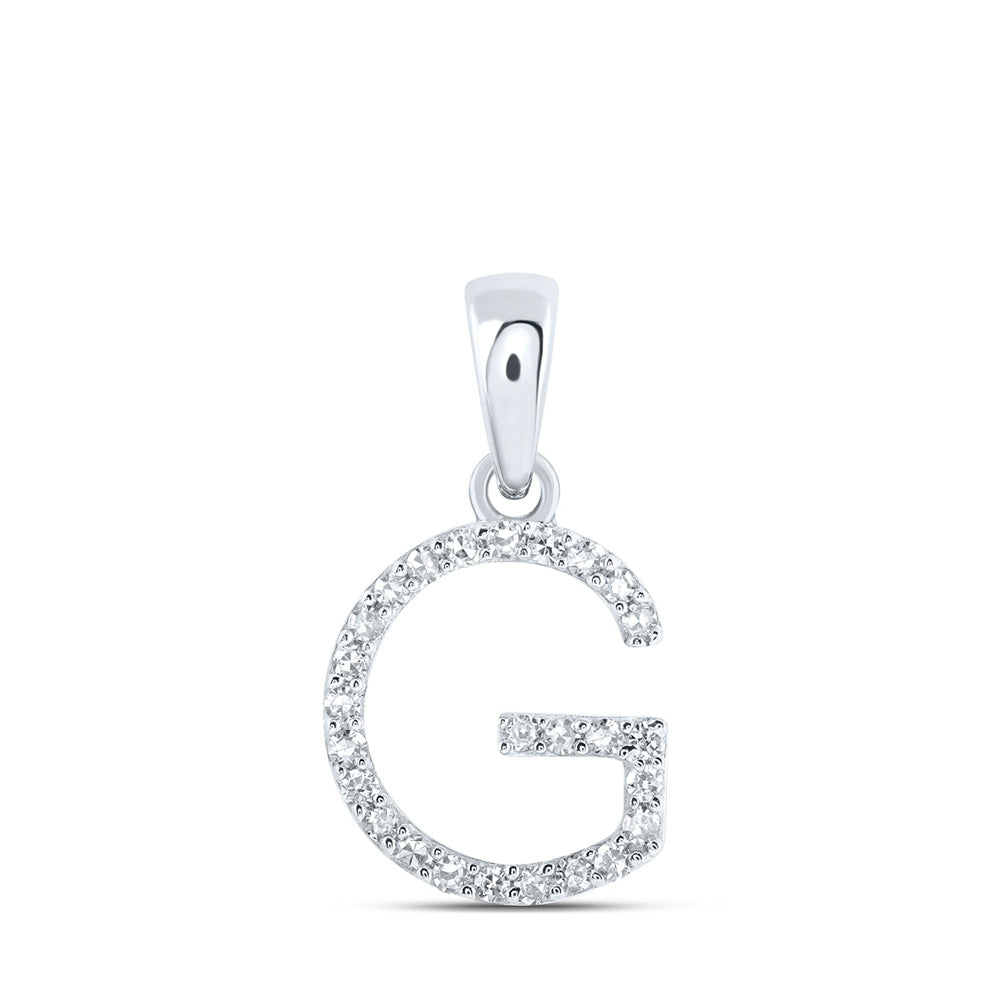 10K Yellow Or White Or Rose Gold Womens Round Diamond A Initial Letter Pendant