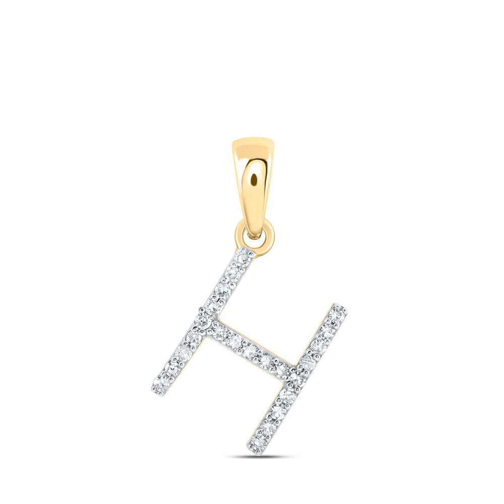 10K Yellow Or White Or Rose Gold Womens Round Diamond A Initial Letter Pendant