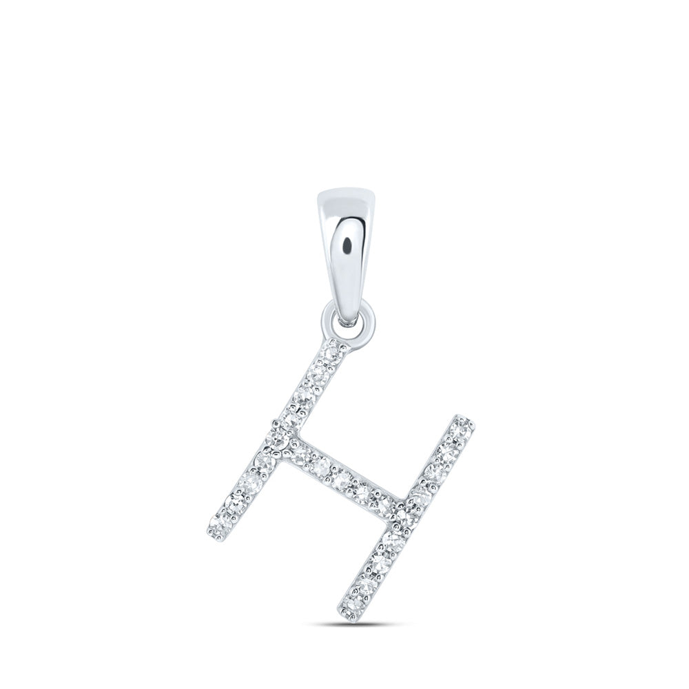 10K Yellow Or White Or Rose Gold Womens Round Diamond A Initial Letter Pendant