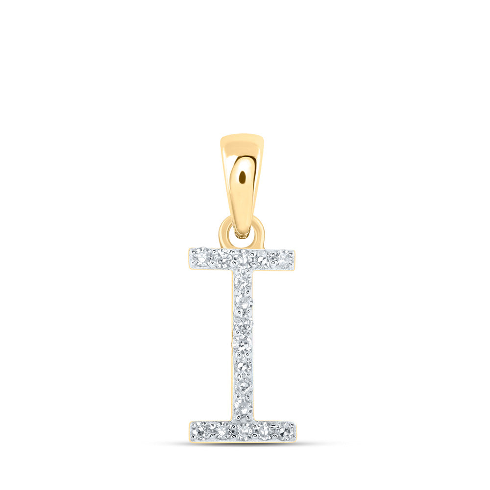 10K Yellow Or White Or Rose Gold Womens Round Diamond A Initial Letter Pendant