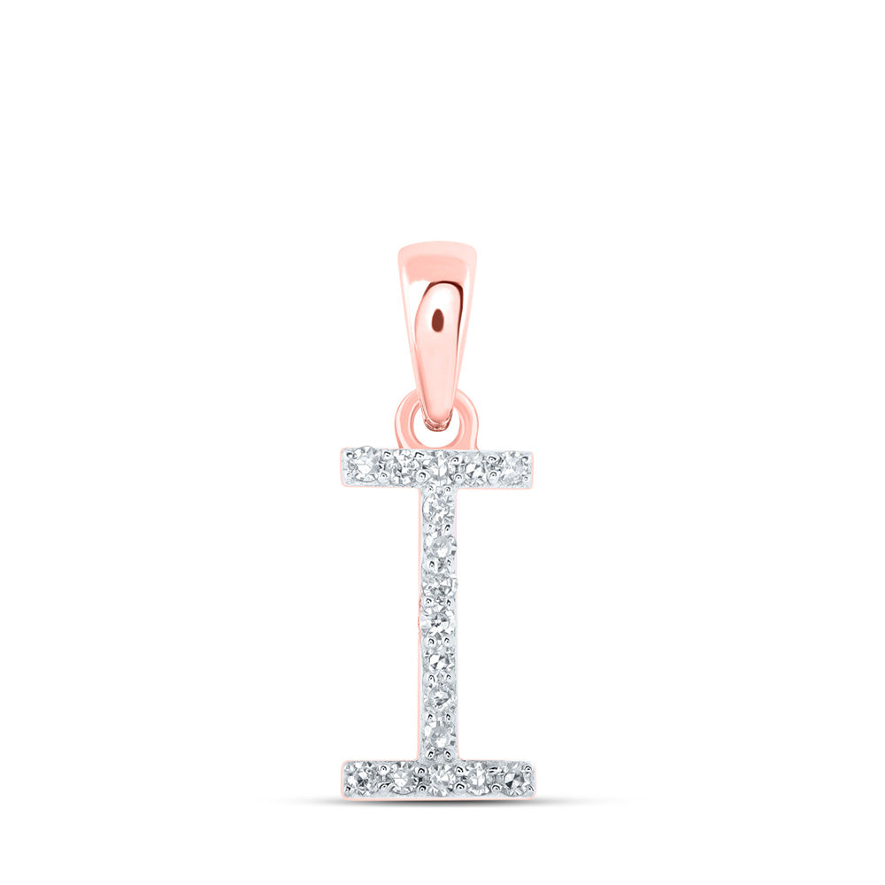 10K Yellow Or White Or Rose Gold Womens Round Diamond A Initial Letter Pendant