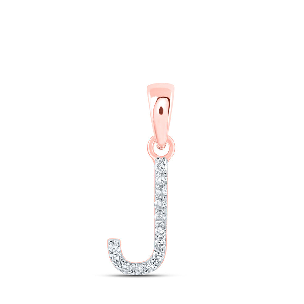 10K Yellow Or White Or Rose Gold Womens Round Diamond A Initial Letter Pendant