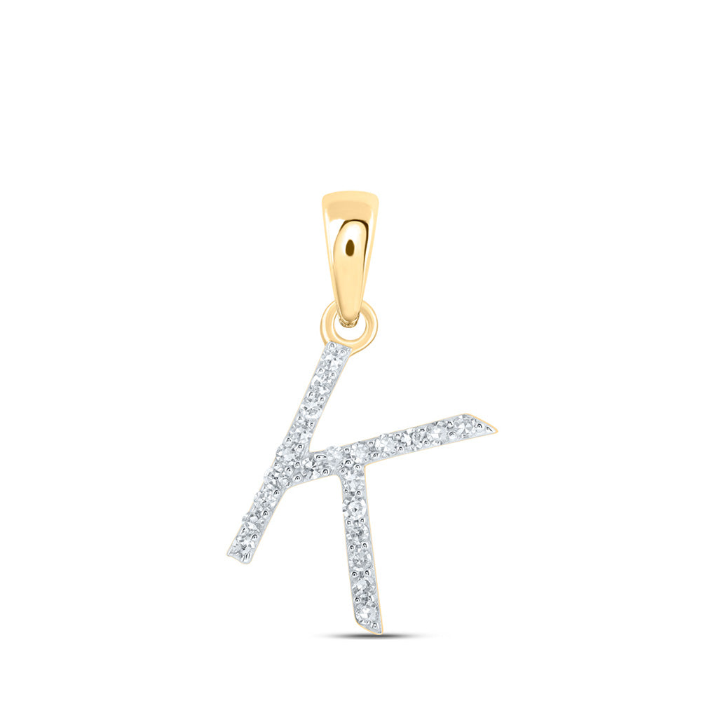 10K Yellow Or White Or Rose Gold Womens Round Diamond A Initial Letter Pendant