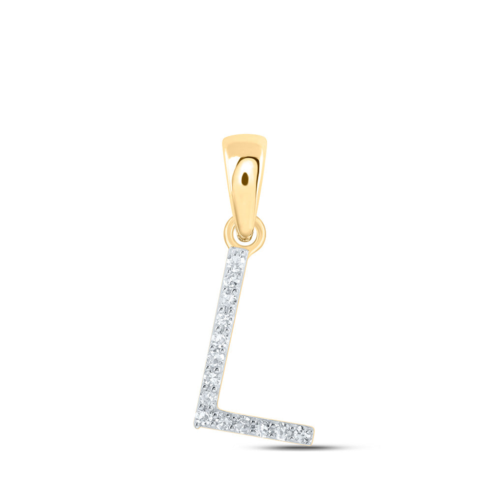 10K Yellow Or White Or Rose Gold Womens Round Diamond A Initial Letter Pendant