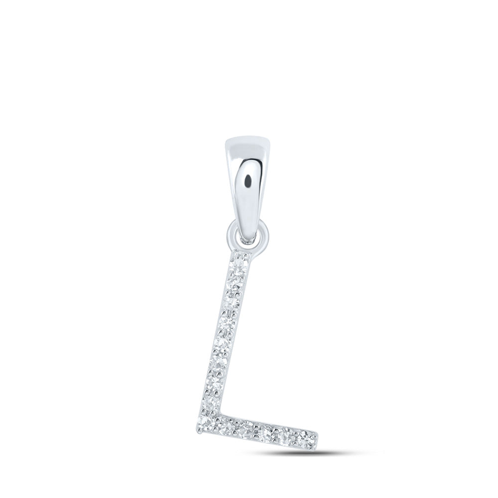 10K Yellow Or White Or Rose Gold Womens Round Diamond A Initial Letter Pendant