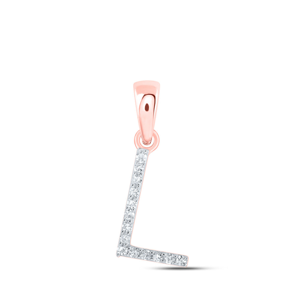 10K Yellow Or White Or Rose Gold Womens Round Diamond A Initial Letter Pendant