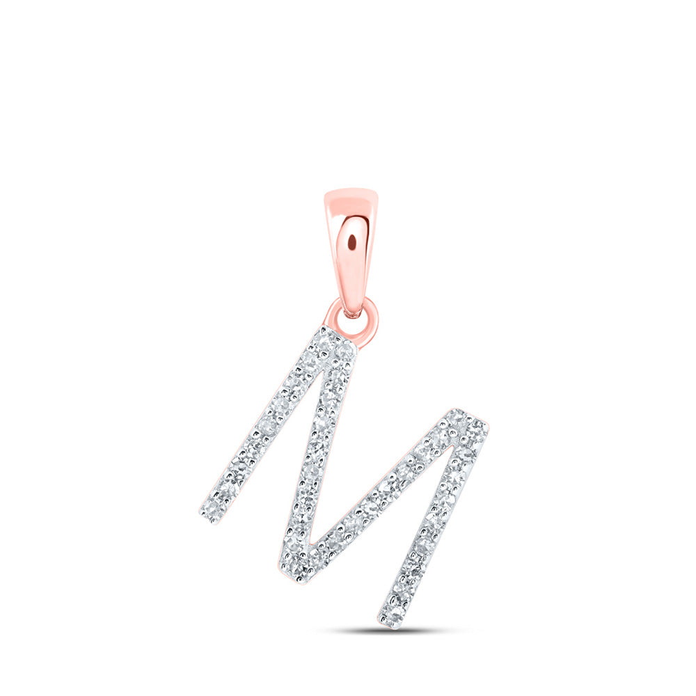 10K Yellow Or White Or Rose Gold Womens Round Diamond A Initial Letter Pendant