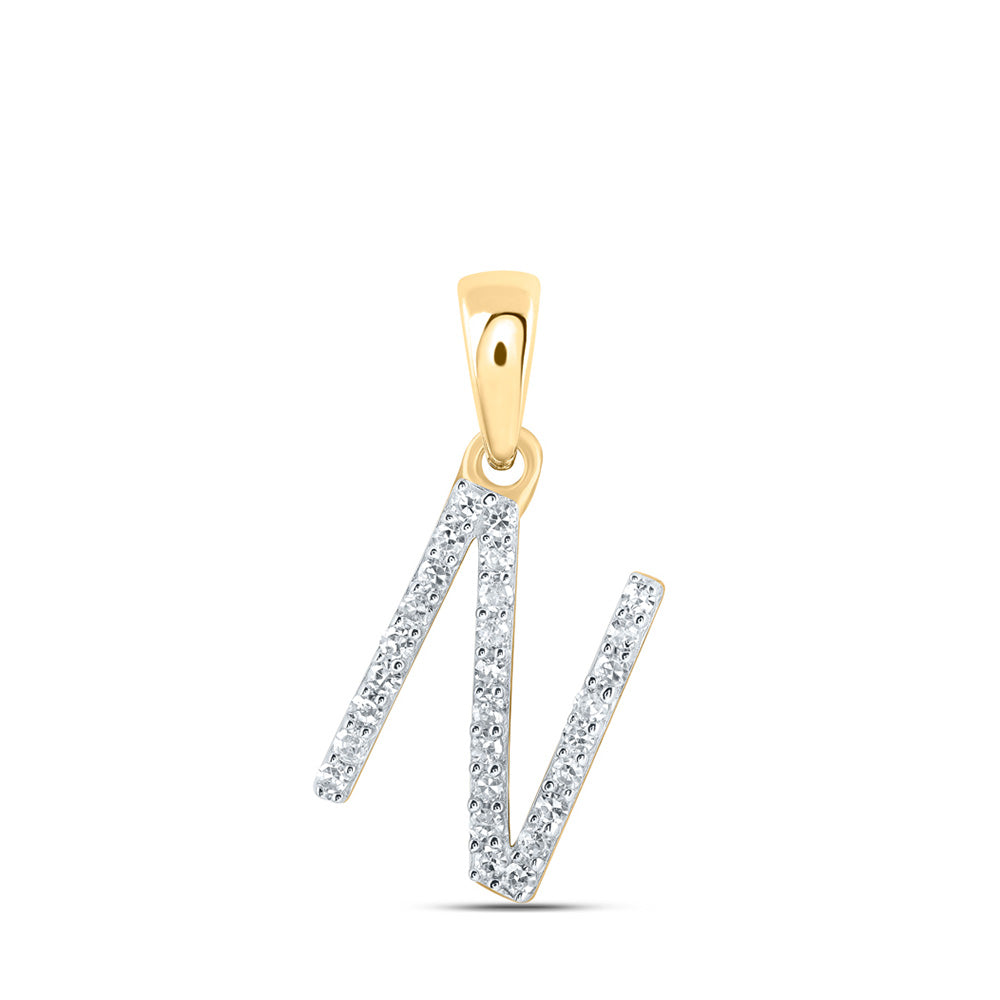 10K Yellow Or White Or Rose Gold Womens Round Diamond A Initial Letter Pendant