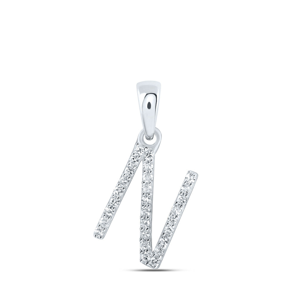 10K Yellow Or White Or Rose Gold Womens Round Diamond A Initial Letter Pendant