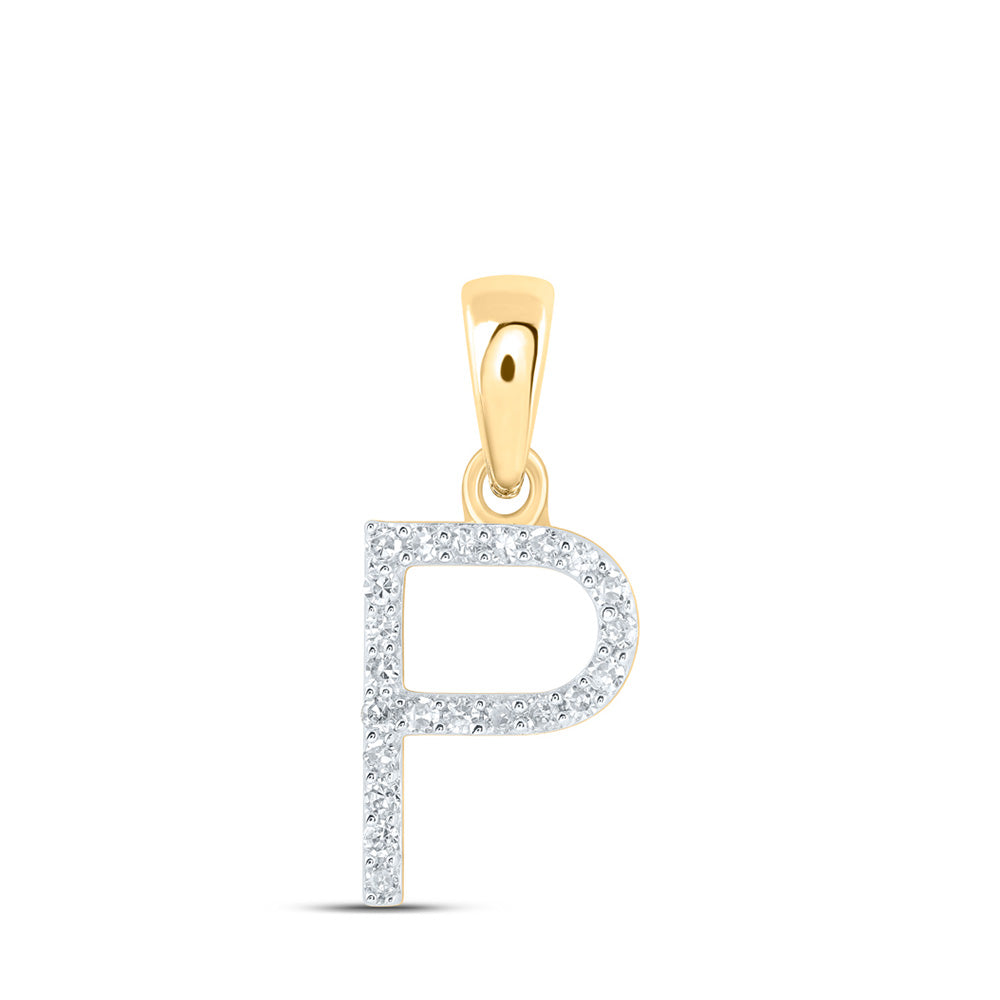 10K Yellow Or White Or Rose Gold Womens Round Diamond A Initial Letter Pendant