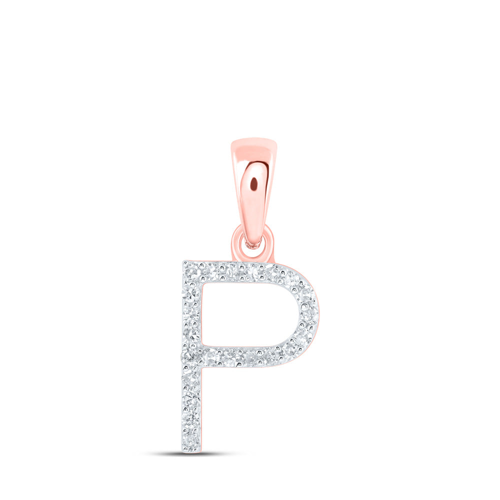 10K Yellow Or White Or Rose Gold Womens Round Diamond A Initial Letter Pendant