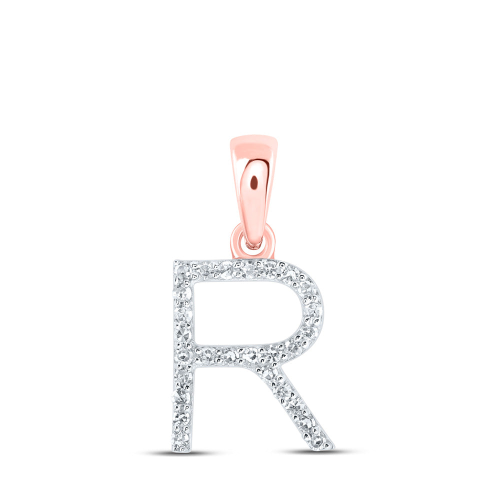 10K Yellow Or White Or Rose Gold Womens Round Diamond A Initial Letter Pendant