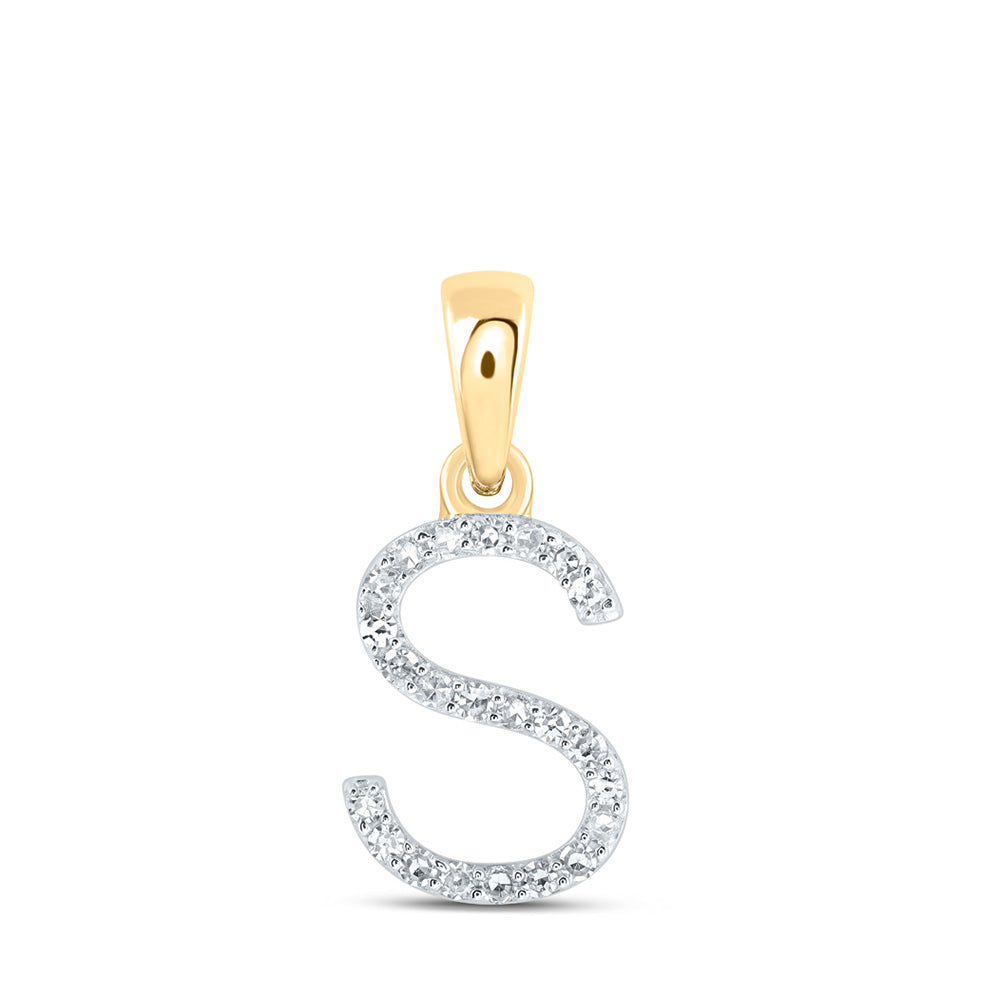10K Yellow Or White Or Rose Gold Womens Round Diamond A Initial Letter Pendant