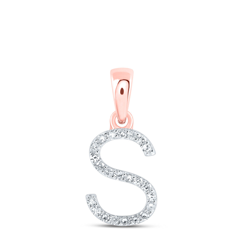 10K Yellow Or White Or Rose Gold Womens Round Diamond A Initial Letter Pendant