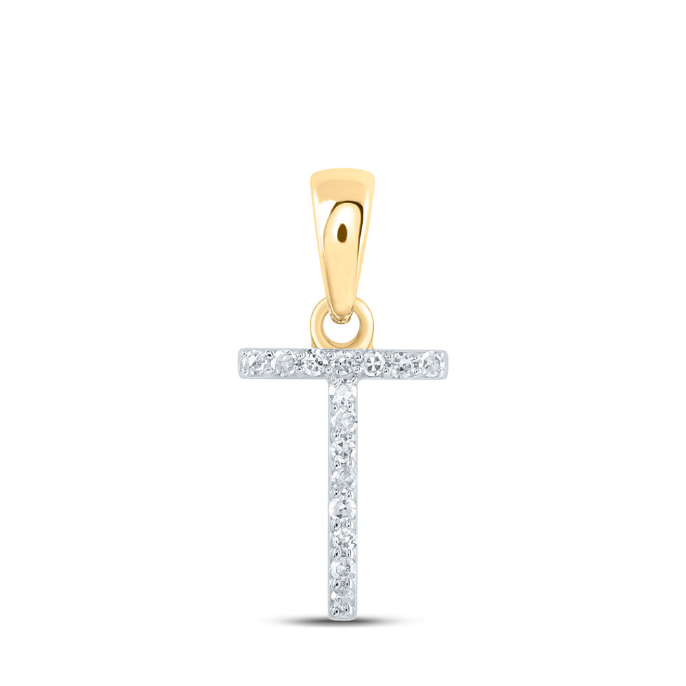 10K Yellow Or White Or Rose Gold Womens Round Diamond A Initial Letter Pendant