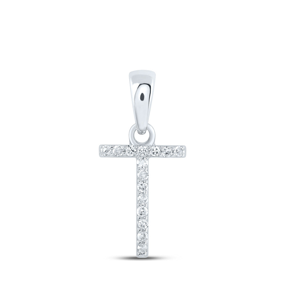 10K Yellow Or White Or Rose Gold Womens Round Diamond A Initial Letter Pendant