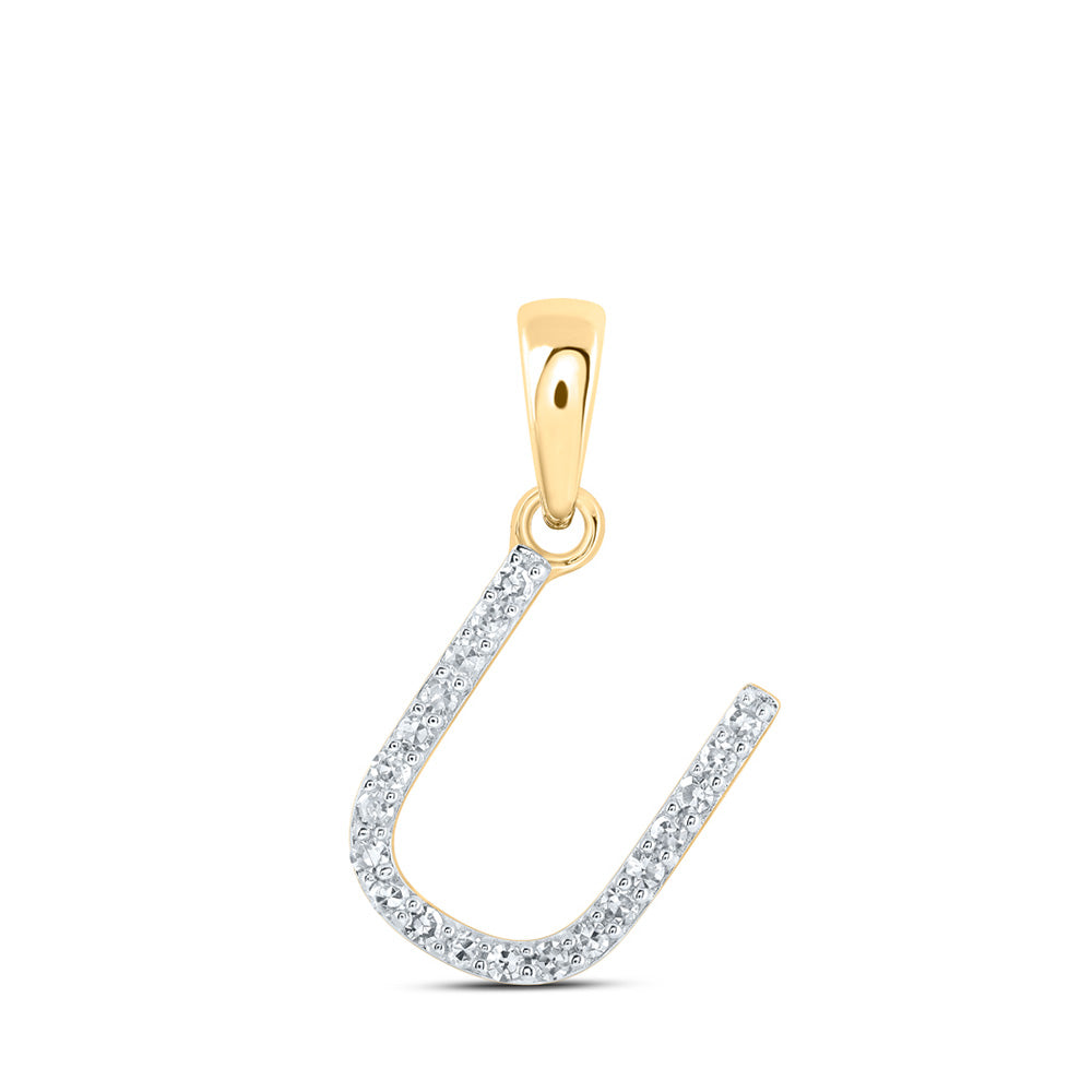 10K Yellow Or White Or Rose Gold Womens Round Diamond A Initial Letter Pendant