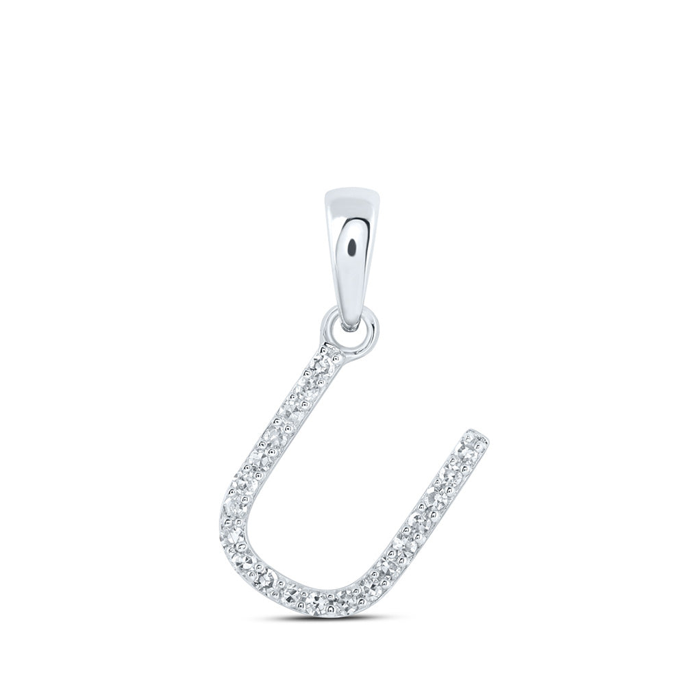 10K Yellow Or White Or Rose Gold Womens Round Diamond A Initial Letter Pendant