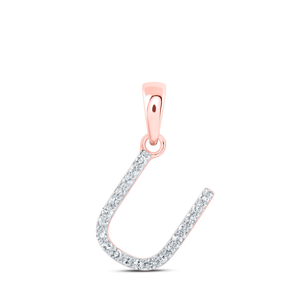 10K Yellow Or White Or Rose Gold Womens Round Diamond A Initial Letter Pendant
