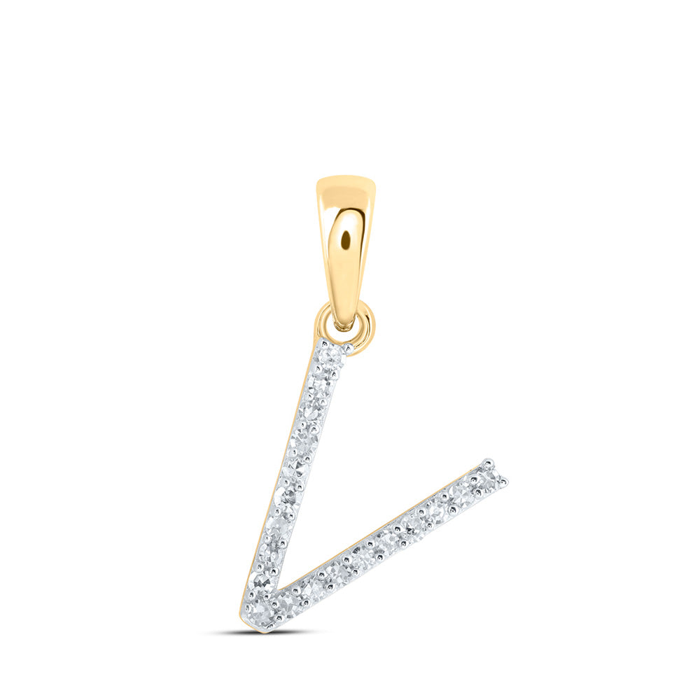 10K Yellow Or White Or Rose Gold Womens Round Diamond A Initial Letter Pendant