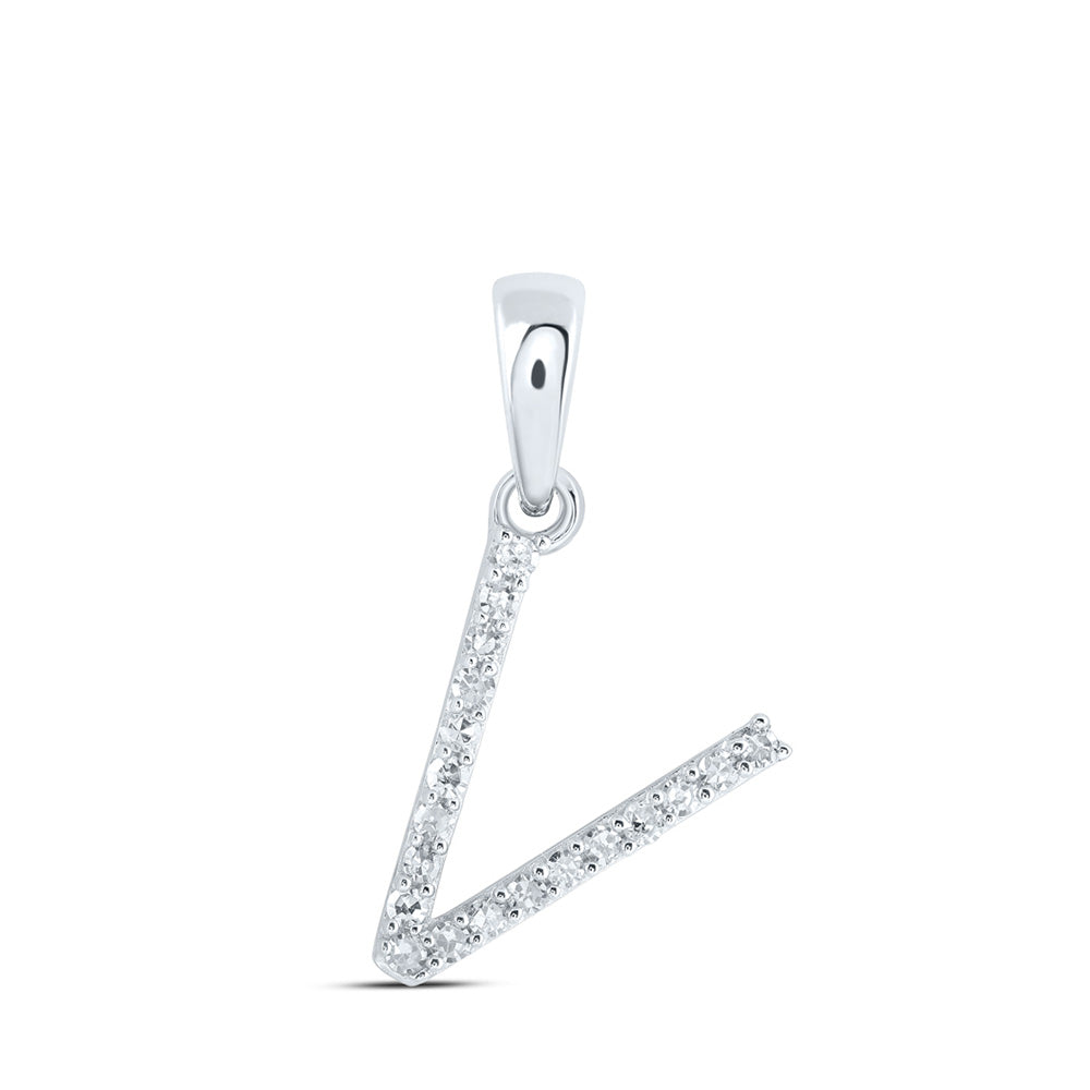 10K Yellow Or White Or Rose Gold Womens Round Diamond A Initial Letter Pendant