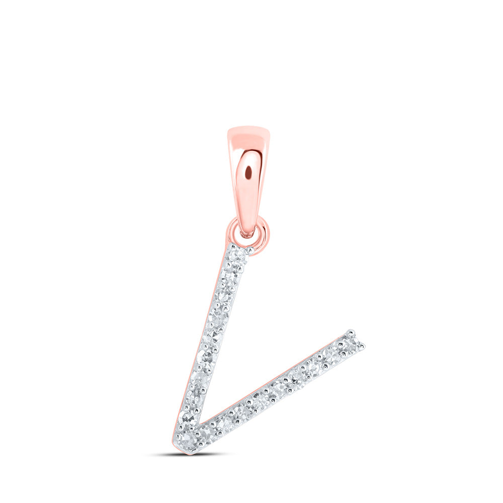 10K Yellow Or White Or Rose Gold Womens Round Diamond A Initial Letter Pendant