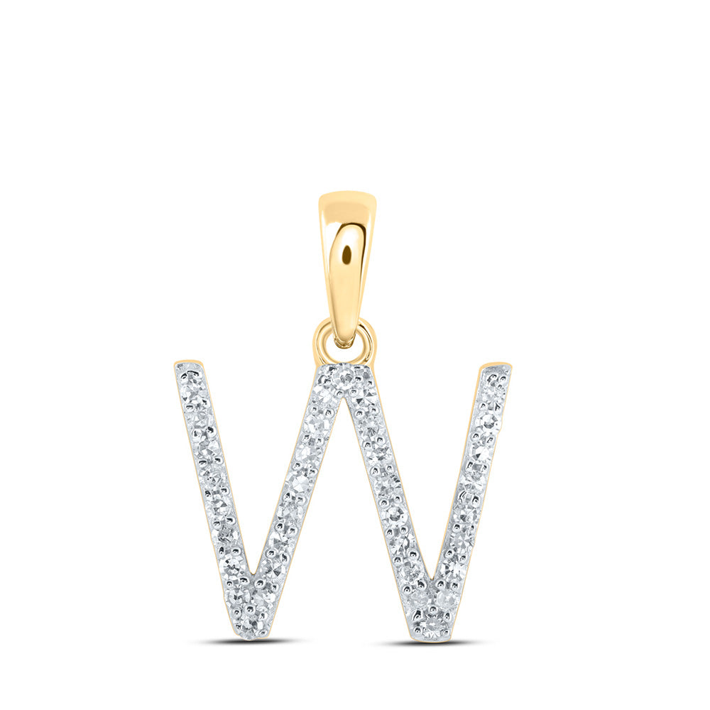 10K Yellow Or White Or Rose Gold Womens Round Diamond A Initial Letter Pendant