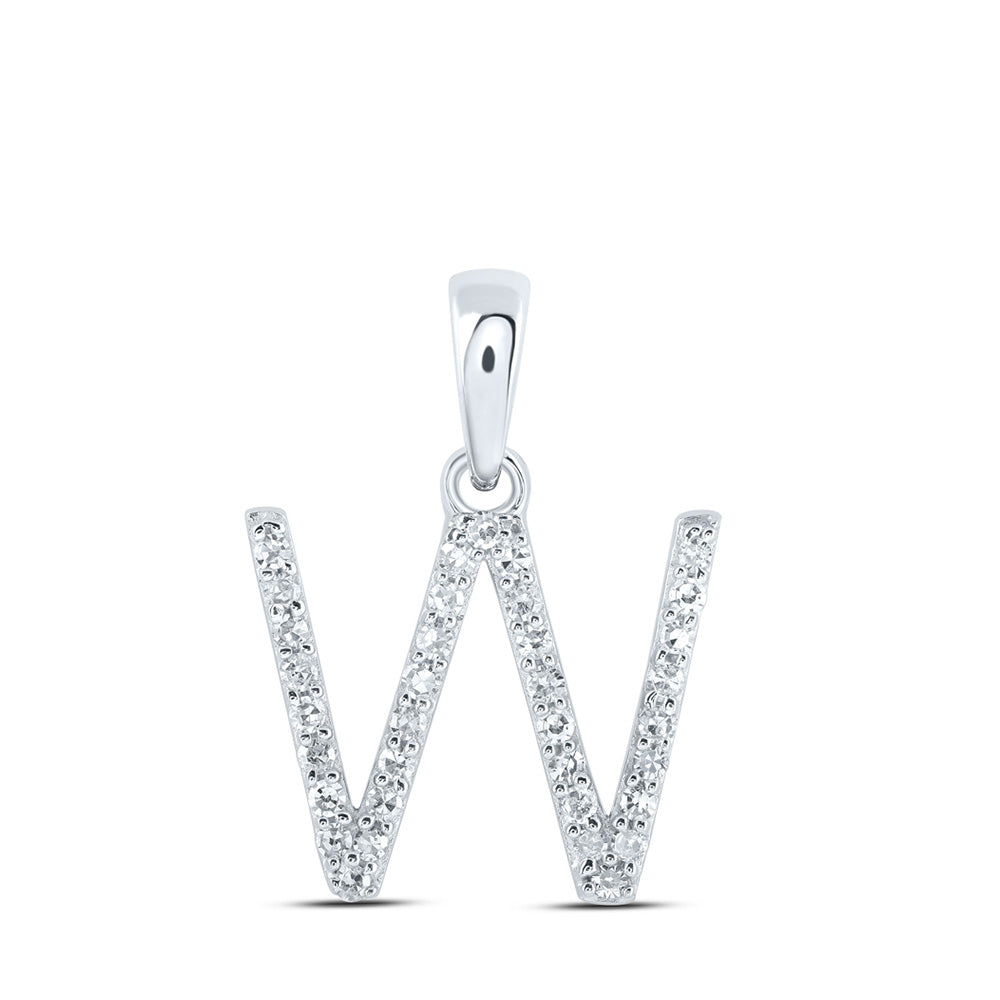 10K Yellow Or White Or Rose Gold Womens Round Diamond A Initial Letter Pendant