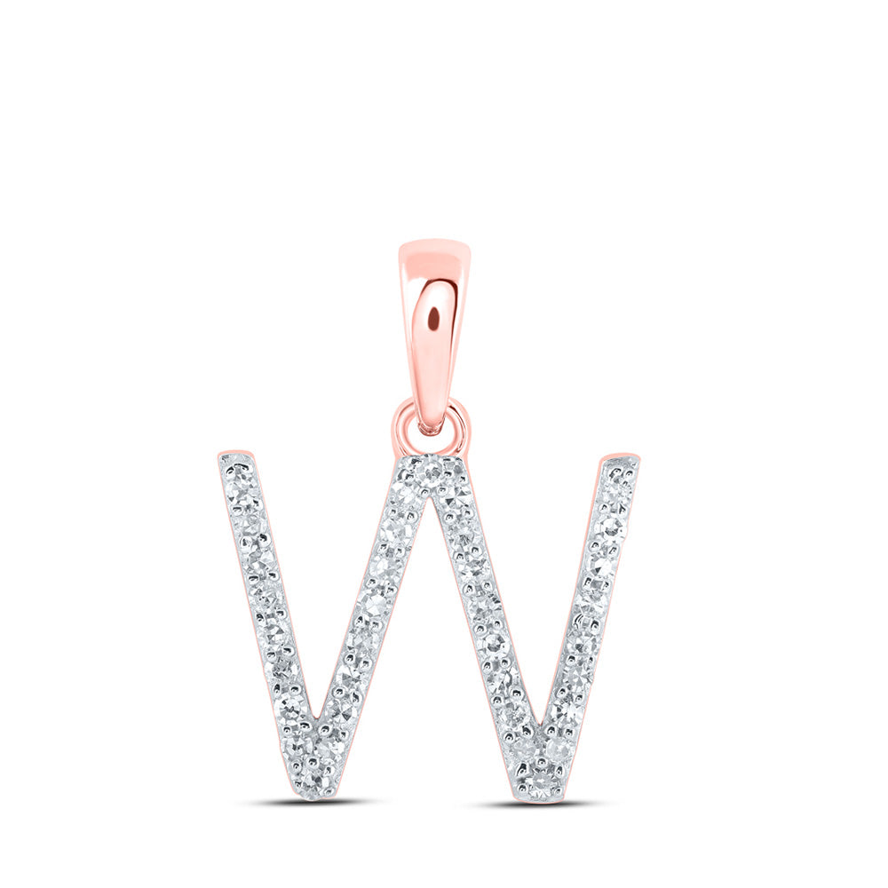 10K Yellow Or White Or Rose Gold Womens Round Diamond A Initial Letter Pendant