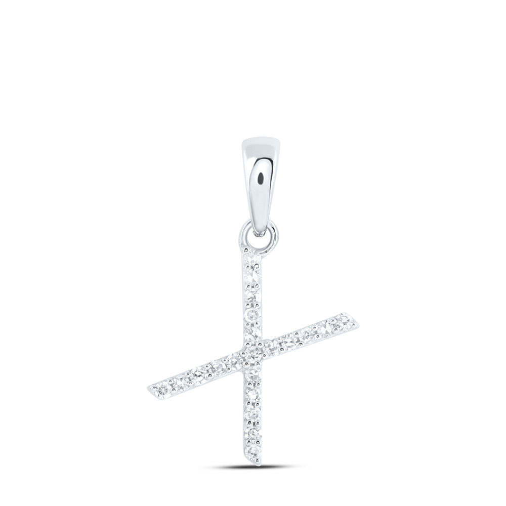 10K Yellow Or White Or Rose Gold Womens Round Diamond A Initial Letter Pendant