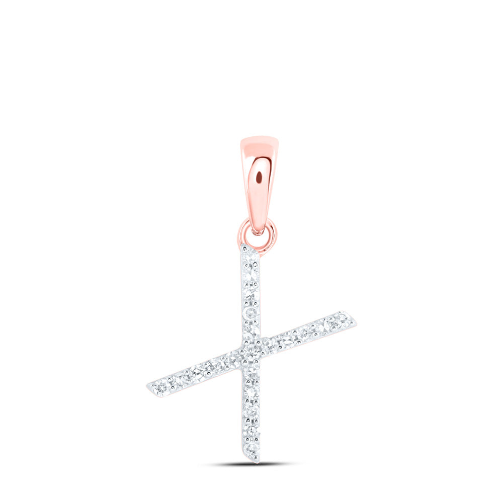 10K Yellow Or White Or Rose Gold Womens Round Diamond A Initial Letter Pendant